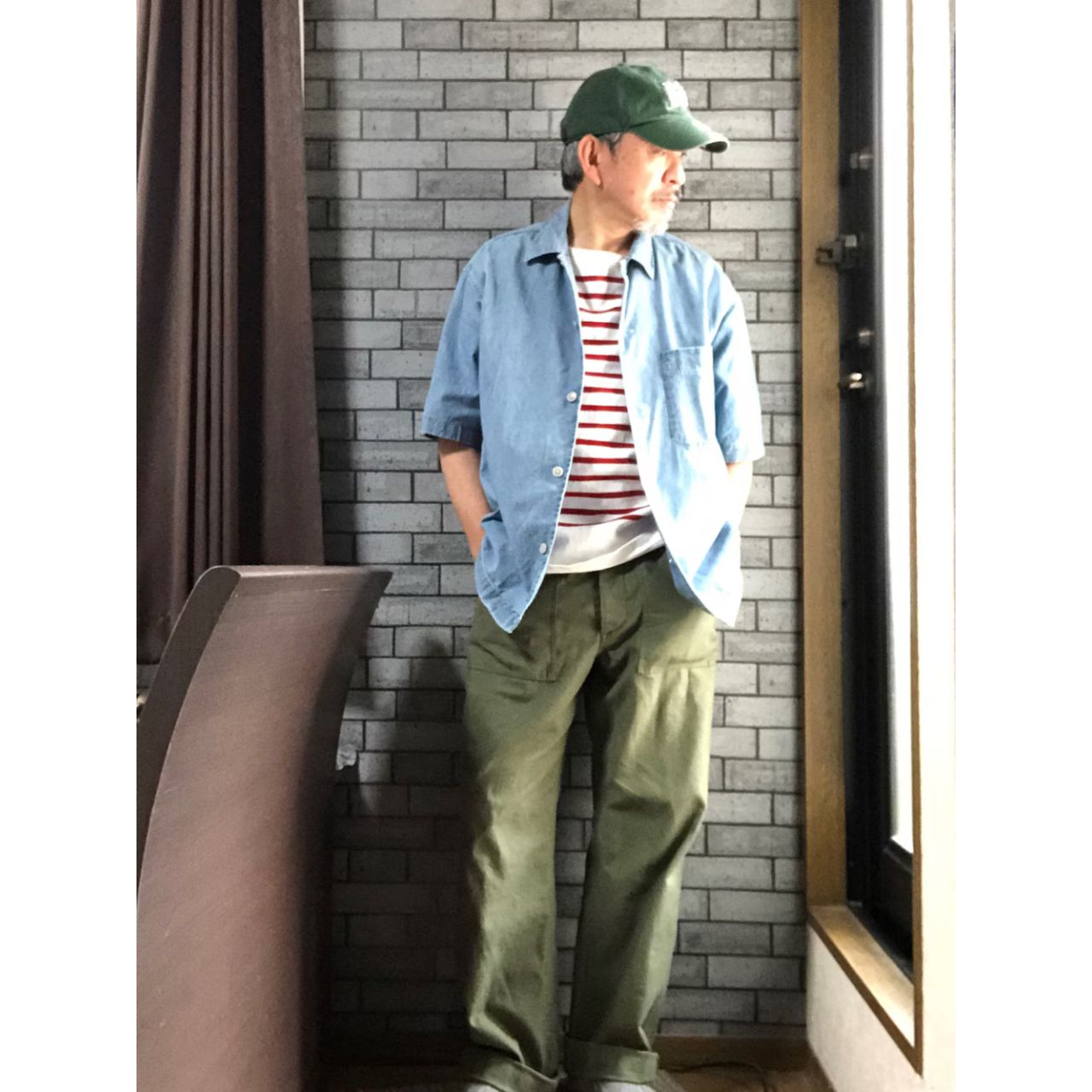 メンズのボートネックのダサくないおしゃれなコーディネート例