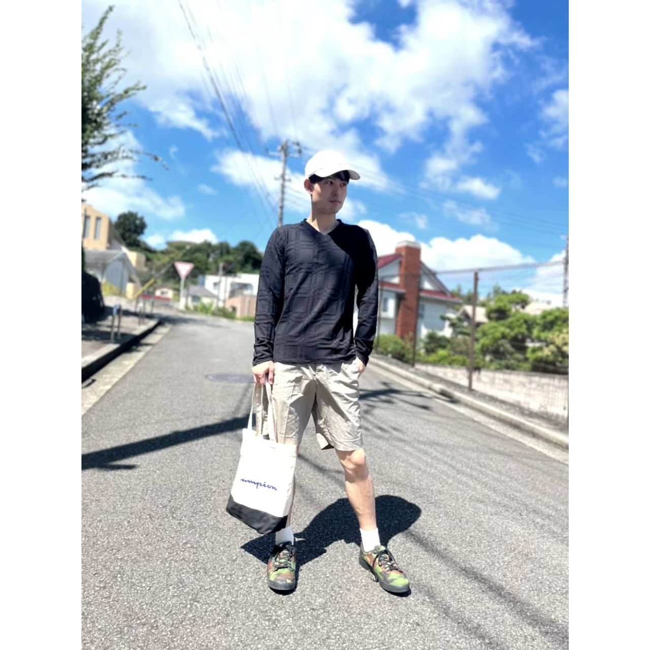 メンズのチャンピオンのスニーカーのダサくないおしゃれなコーディネート例