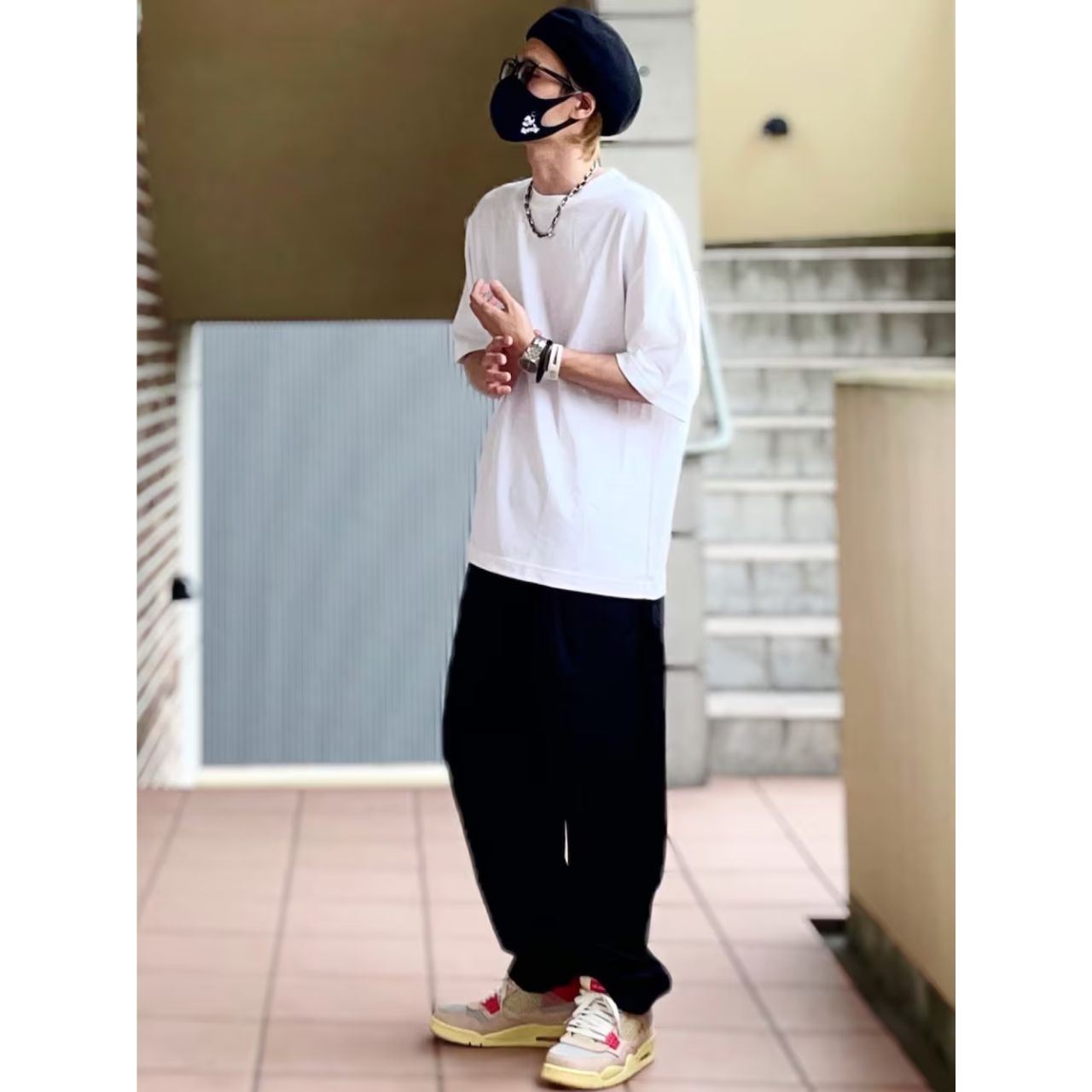 メンズのシェフパンツのダサくないおしゃれなコーディネート例
