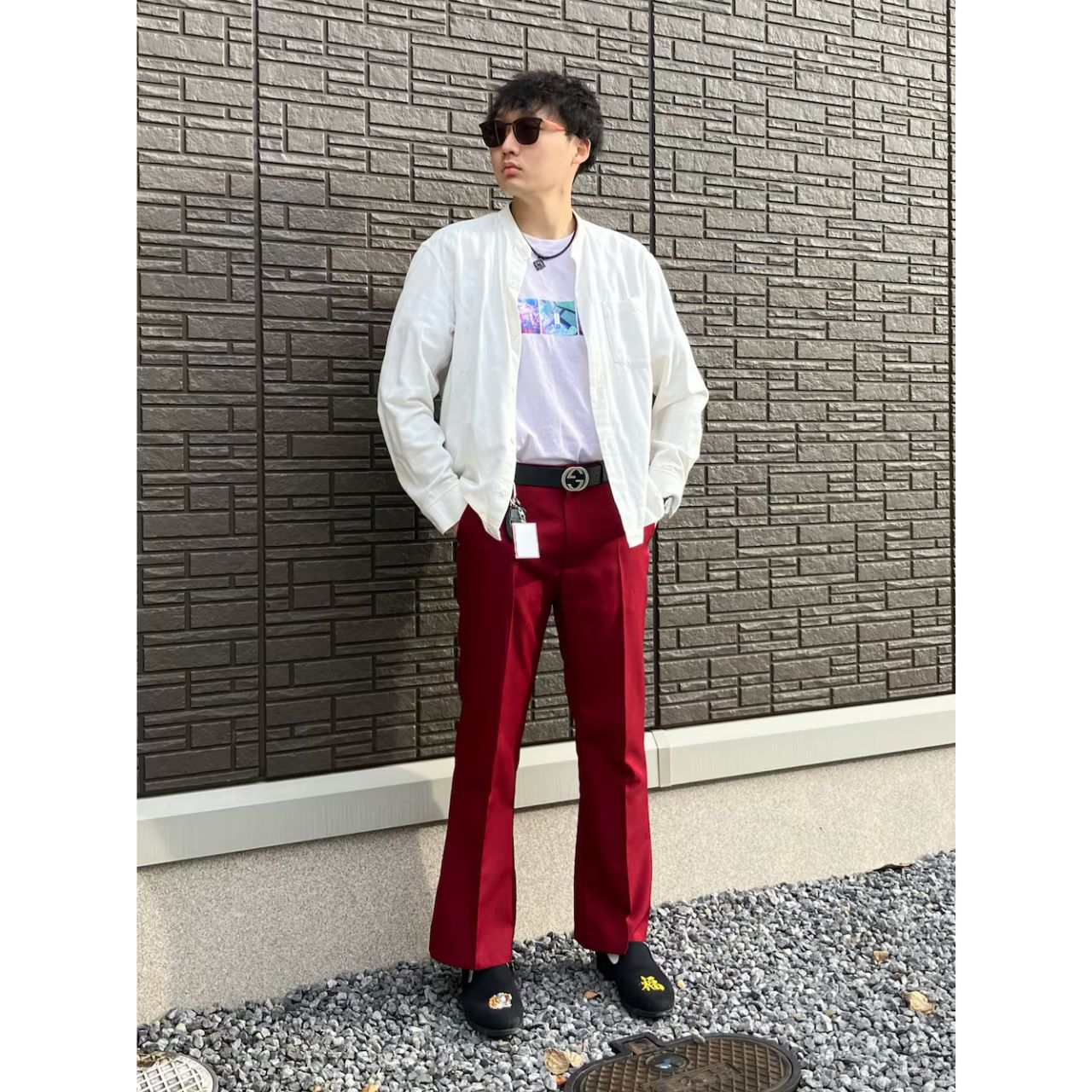 メンズのGucciのベルトのおしゃれなコーディネート例