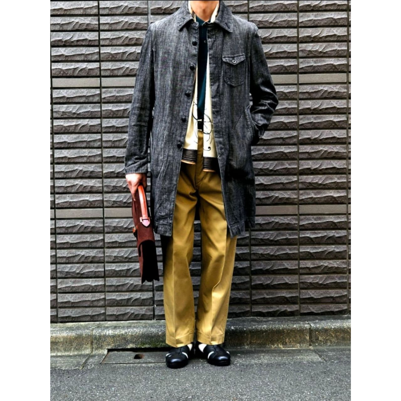 メンズのグルカサンダの靴下のダサくないおしゃれなコーディネート例
