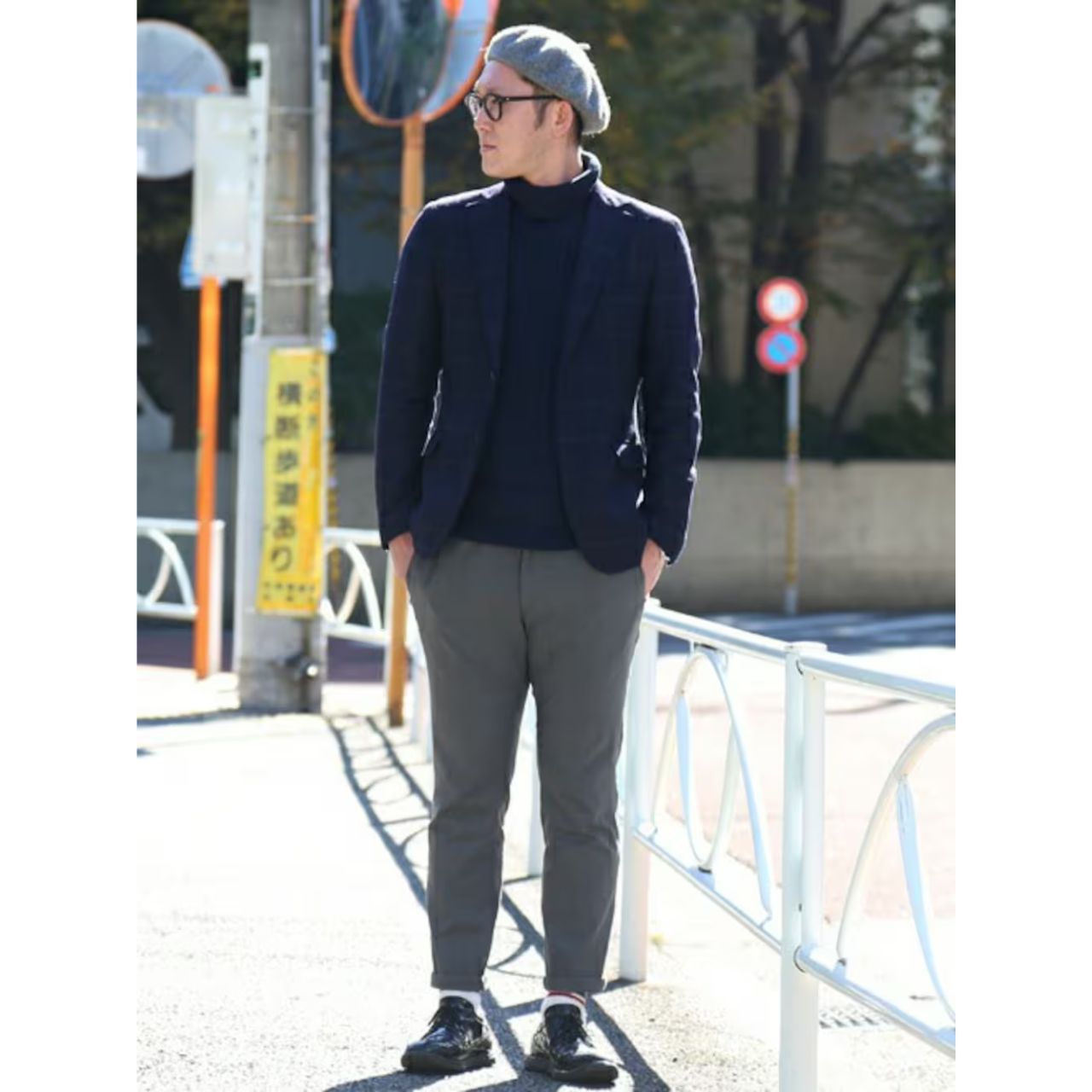 メンズのメダリオンのある革靴のダサくないおしゃれなコーディネート例
