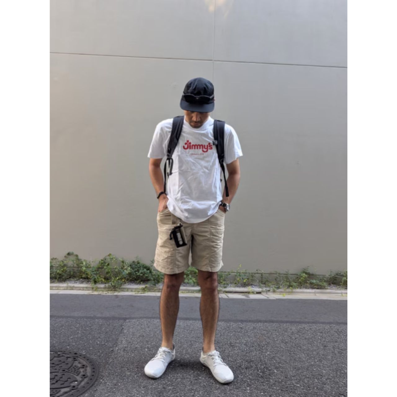 メンズのノースフェイスのキャップのダサくないおしゃれなコーディネート例

