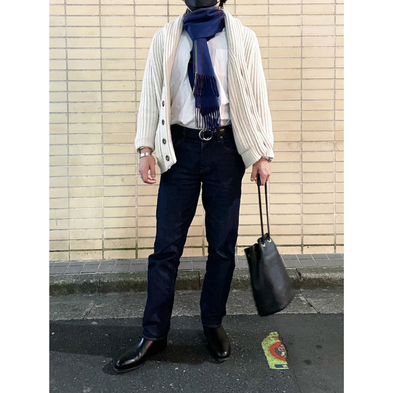 メンズのリングベルトのダサくないおしゃれなコーディネート例
