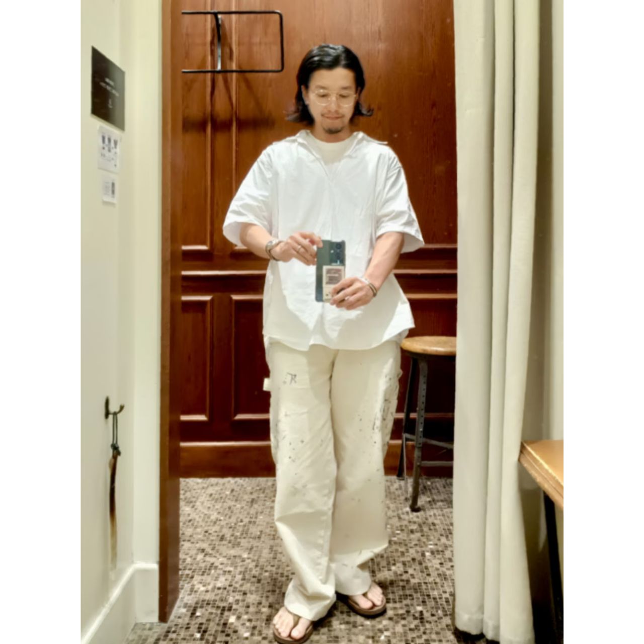 メンズのスキッパーシャツのダサくないおしゃれなコーディネート例
