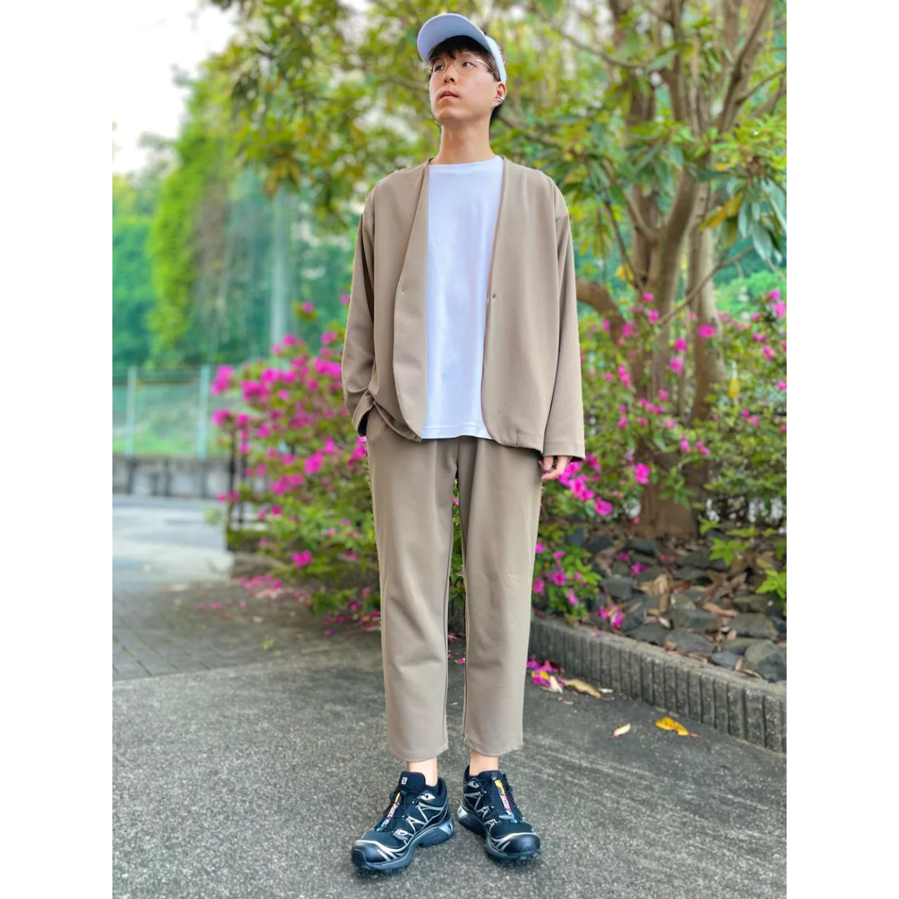 メンズの白キャップのダサくないおしゃれなコーディネート例